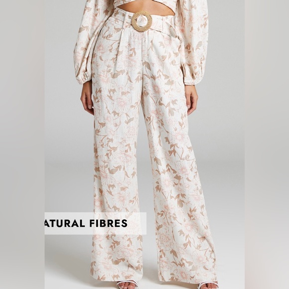 Showpo Cream and Pink Floral Wide Leg Pants - Picture 7 of 7